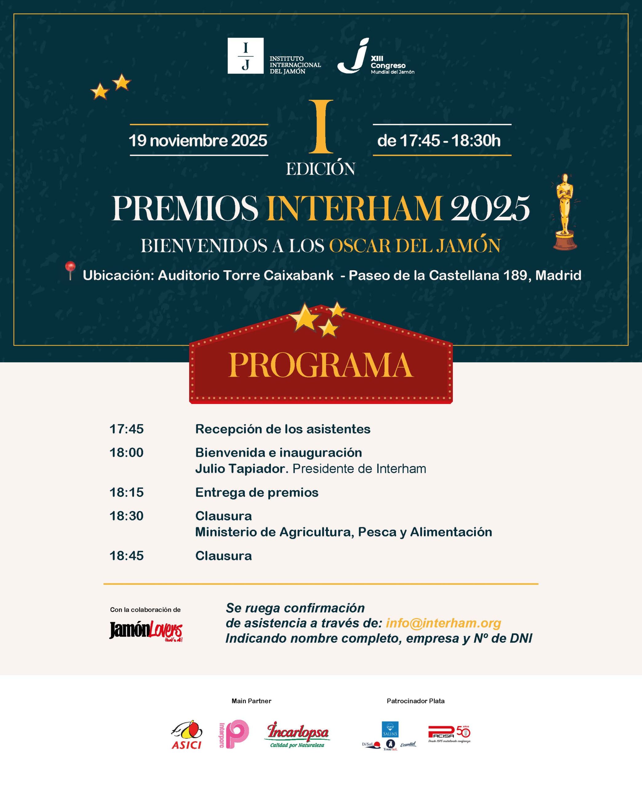 Interhamの受賞式の招待状